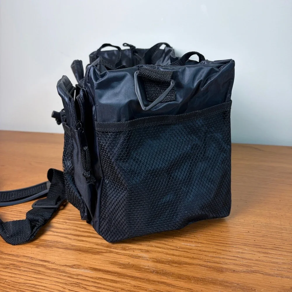 TV Guide Black Nylon Utility Duffle Bag Multi Pocket Shoulder Strap Vintage